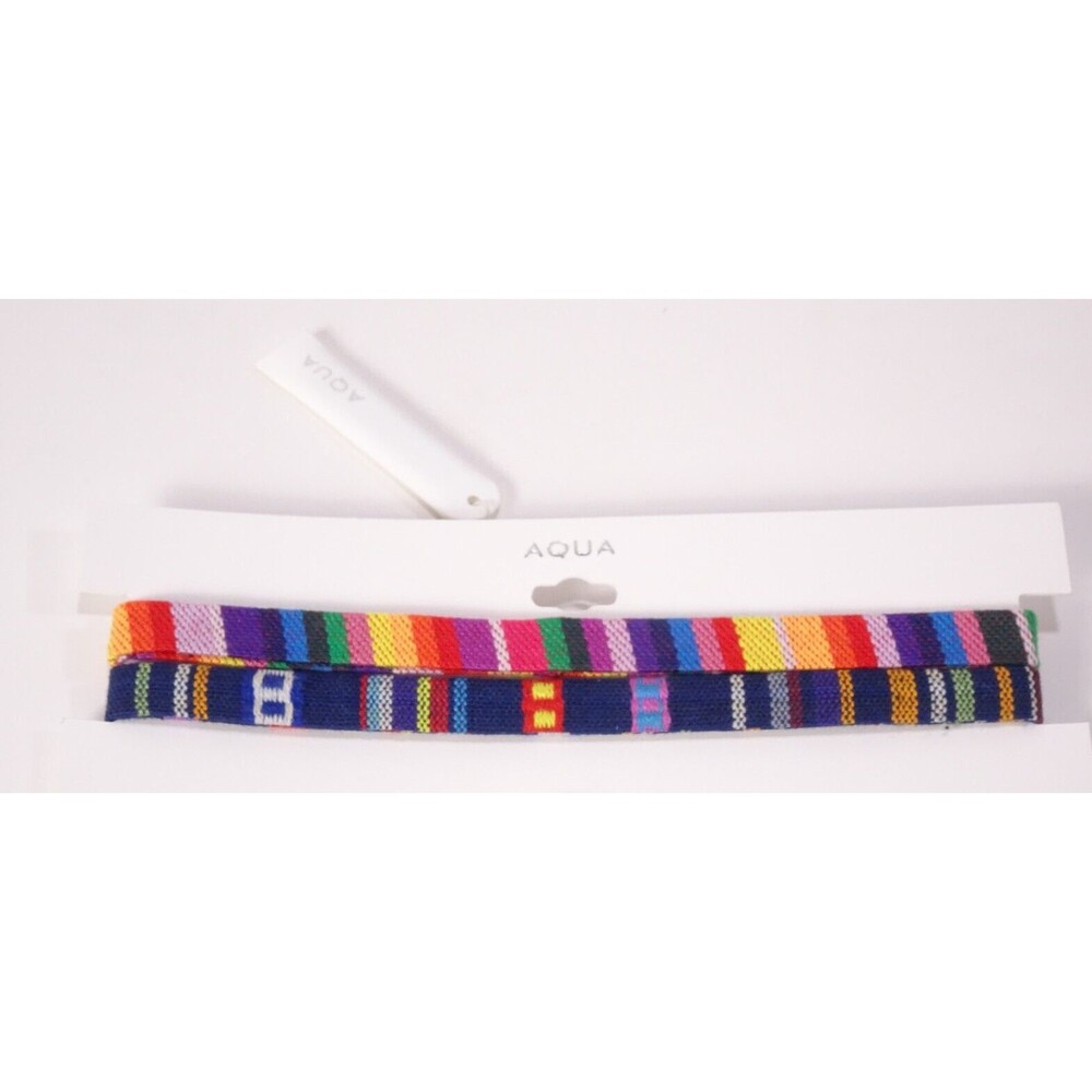 Bloomingdale's Aqua Womens Rainbow Two layer Crochet Choker Necklace NWT 45